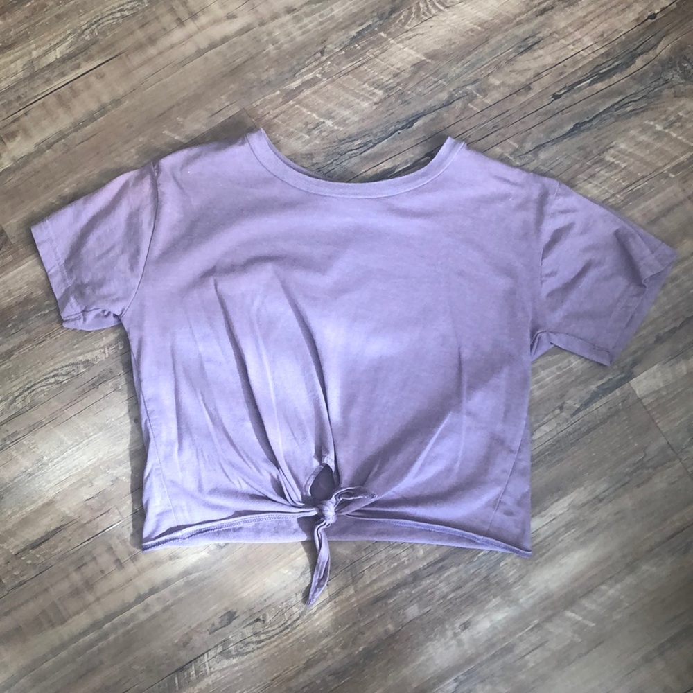 Front Tie Crop Top - Purple